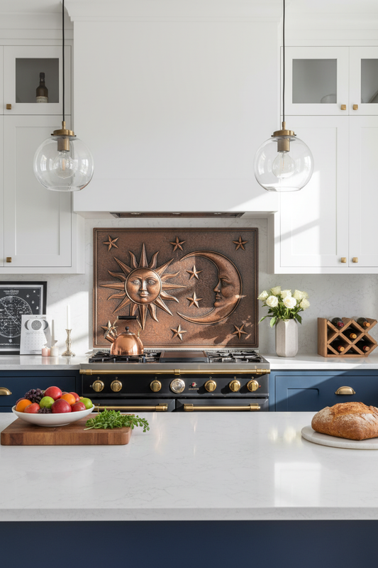 Sun Moon - celestial modern midnight blue kitchen