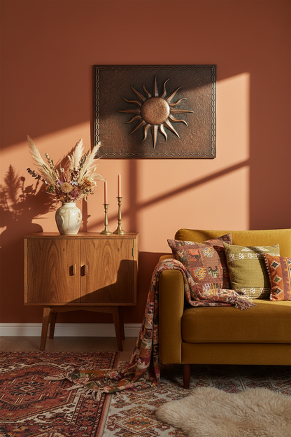 Sunburst - bohemian luxe family room regenerated