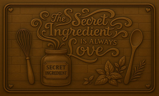 "The Secret Ingredient is Always Love" Copper Kitchen Backsplash