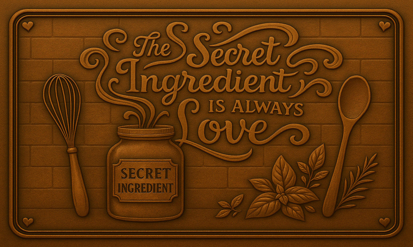 "The Secret Ingredient is Always Love" Copper Kitchen Backsplash - Natuross