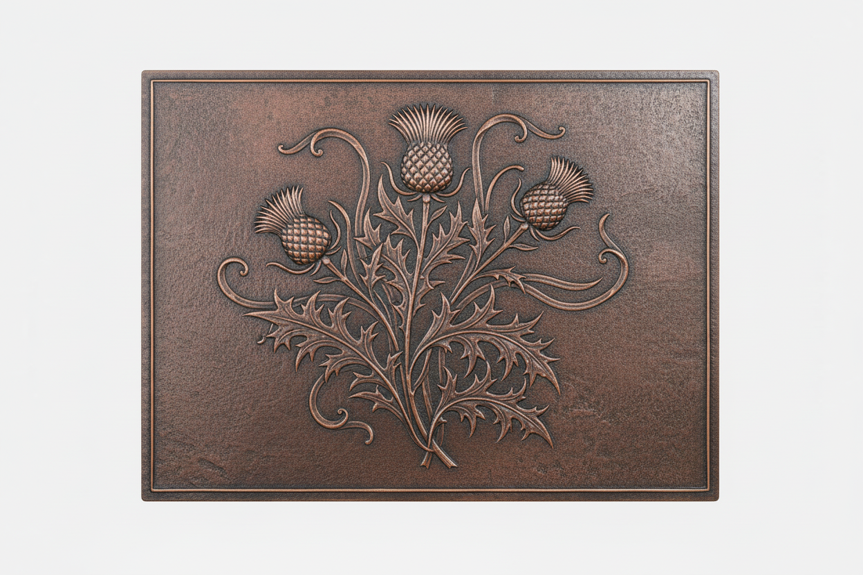 Thistle & Scroll Harmony brown patina panel