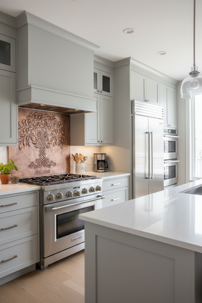 Tree of Life Copper Backsplash 48x36 - modern kitchen