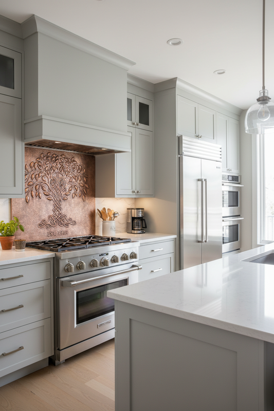 Tree of Life Copper Backsplash 48x36 - modern kitchen