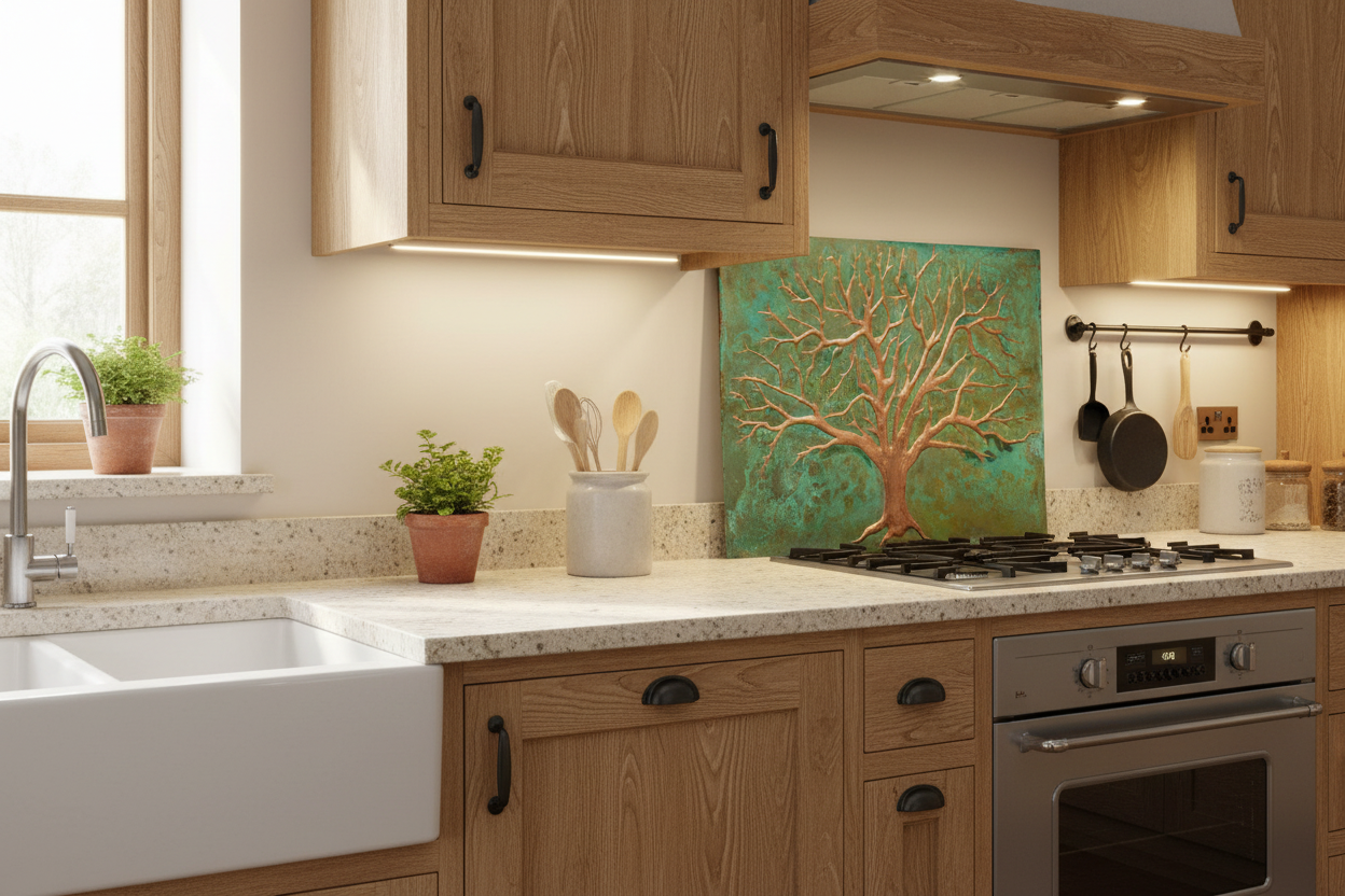 Tree of Life Copper Backsplash Alternative Kitchen Mockup