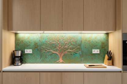 Tree of Life Copper Backsplash with Outlets