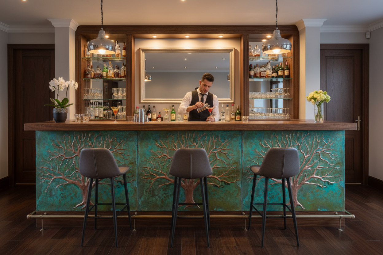 Tree of Life Copper Bar Counter Front Panels