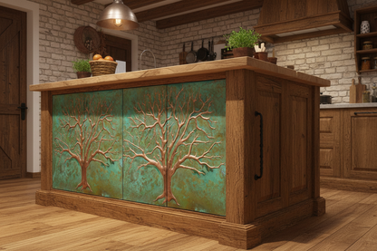 Tree of Life Copper Rustic Kitchen Island