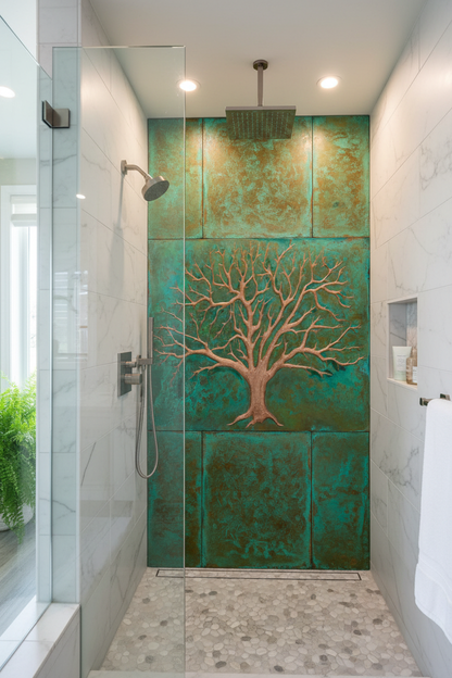 Tree of Life Copper Shower Accent Panels