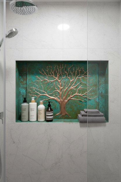 Tree of Life Copper Shower Niche Panels