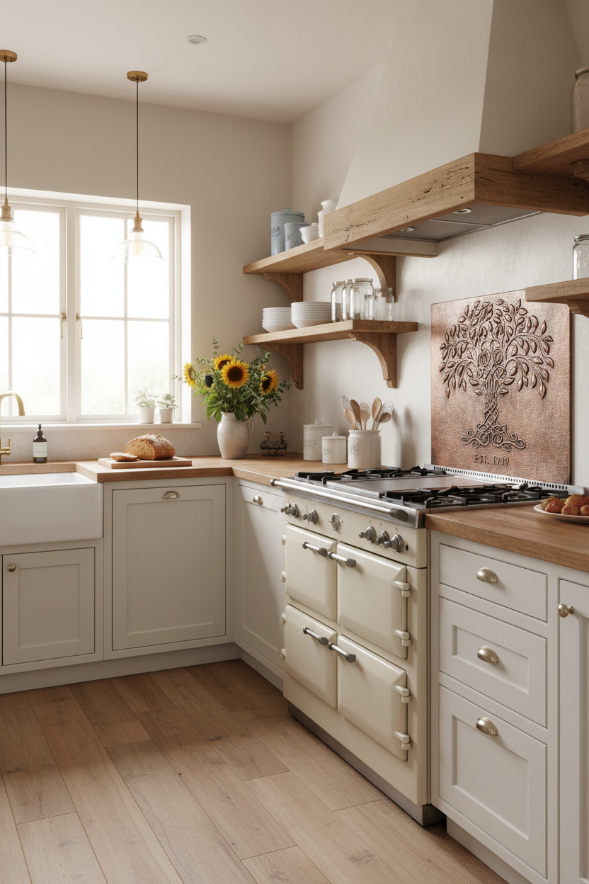 Tree of Life Copper Tile - farmhouse kitchen