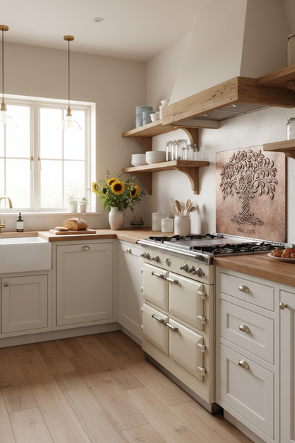 Tree of Life Copper Tile - farmhouse kitchen
