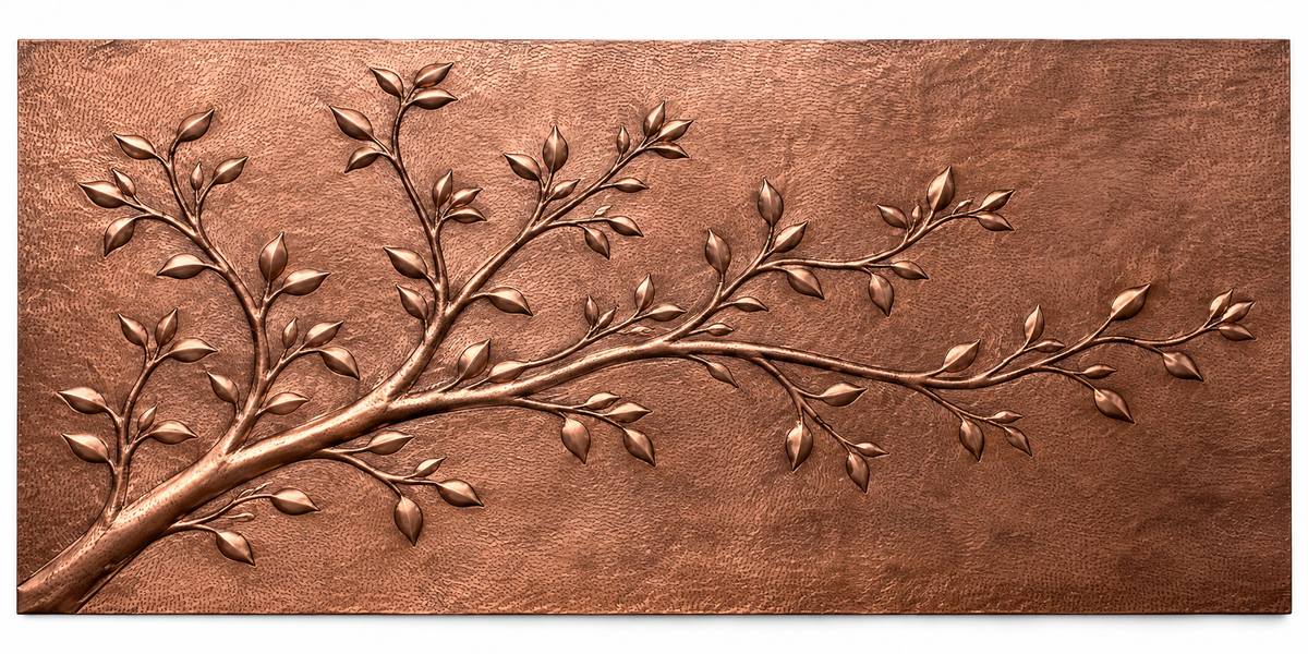 Leafy Tree Branch Copper Wall Art
