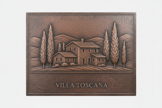 Tuscan Villa panel with house name