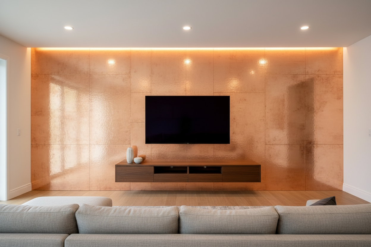 TV Accent Wall Panel — Natural Copper