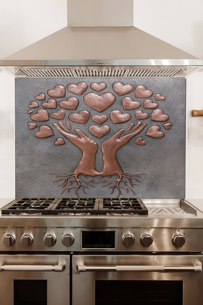 Unique Backsplash Hearts in Praying Hands - close-up front view