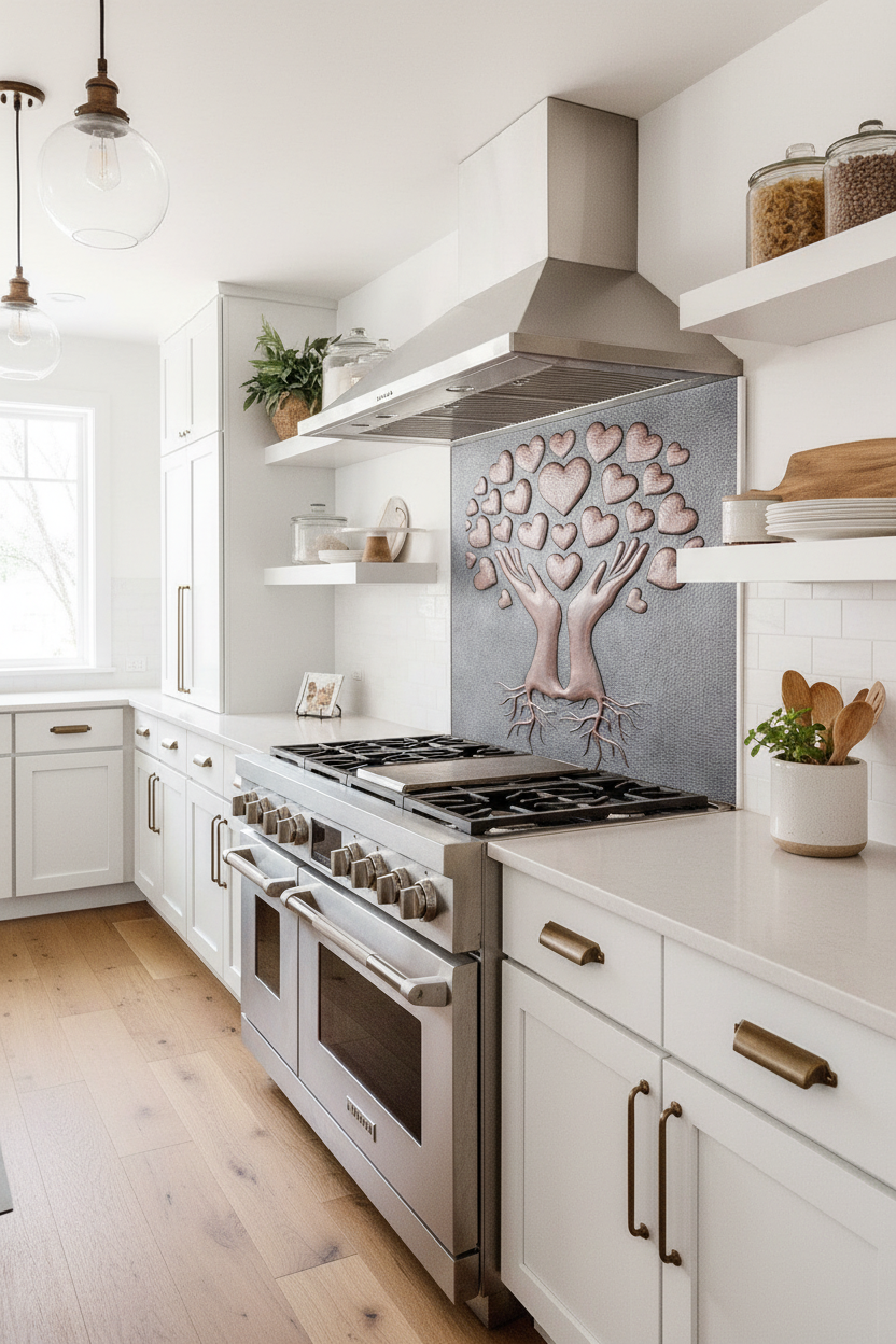 Unique Backsplash Hearts in Praying Hands - contemporary kitchen