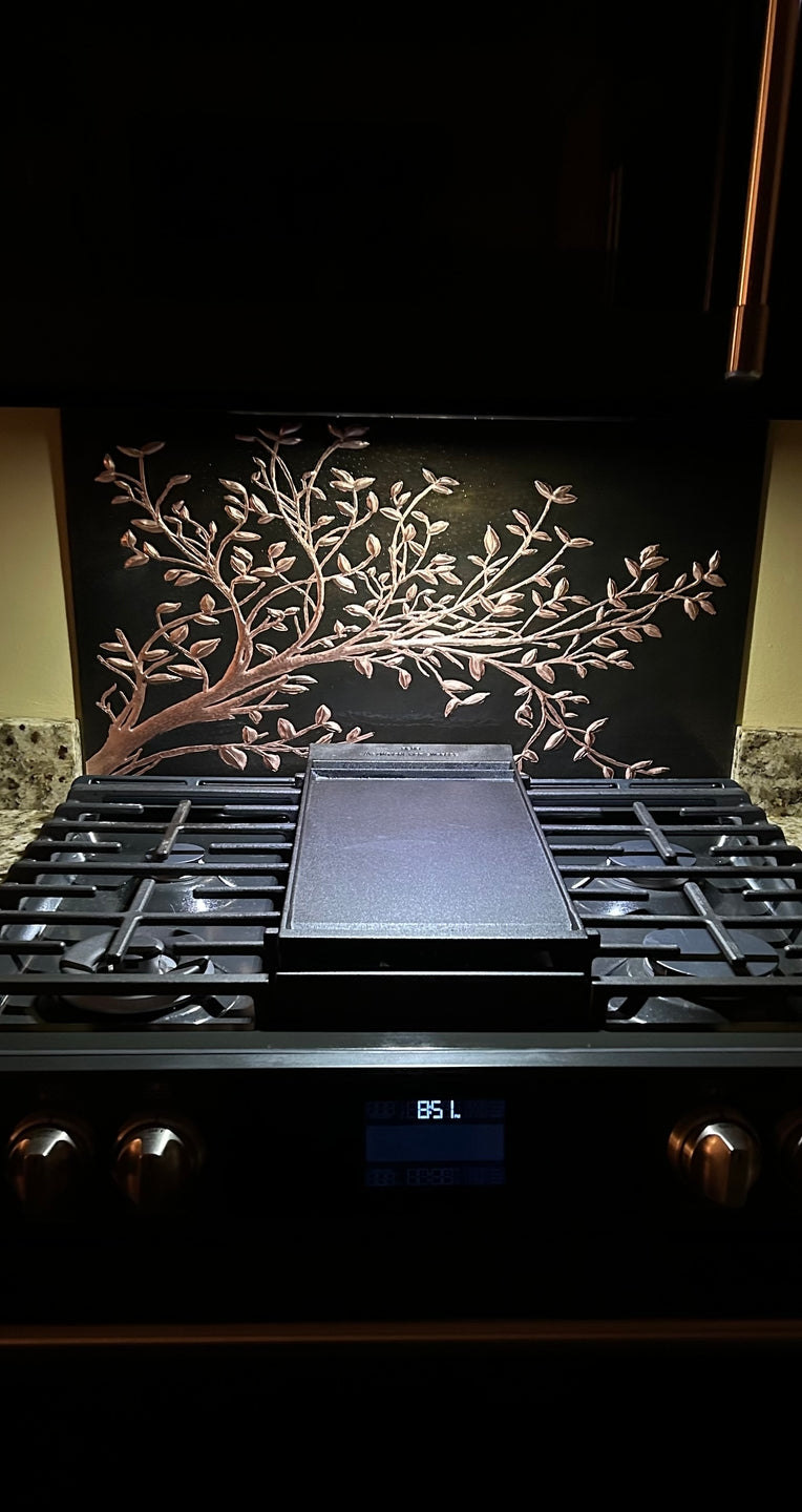 Black Tree Branches Copper Backsplash | Luxury Handmade Modern Copper Kitchen Wall Art - Natuross