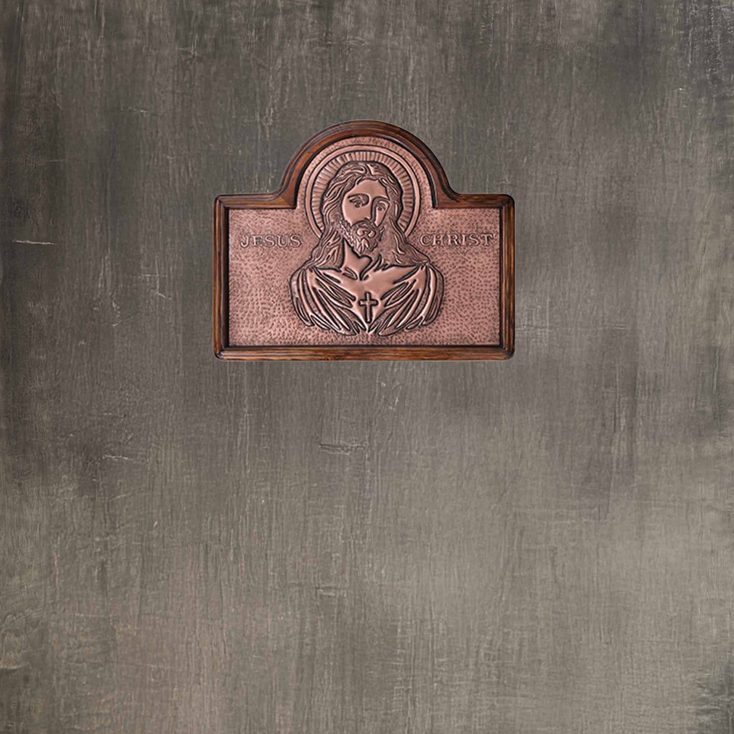 Jesus Christ Copper and Wood Wall Art 14.3"x17.7" - Natuross