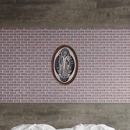 St. Benedict Copper and Wood Wall Art 17.8"x12" Gray&Black - Natuross