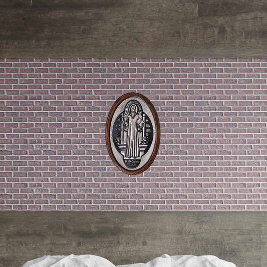 St. Benedict Copper and Wood Wall Art 17.8"x12" Gray&Black - Natuross