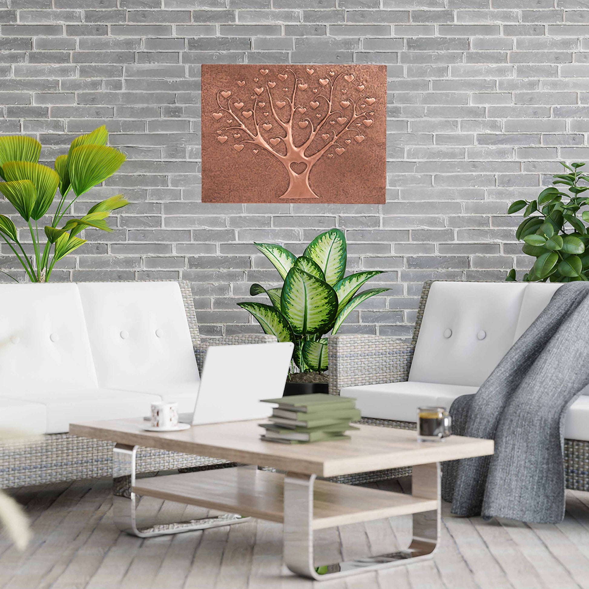 Copper Love Tree Handmade Art Tile 17.8"x23.7" - Natuross