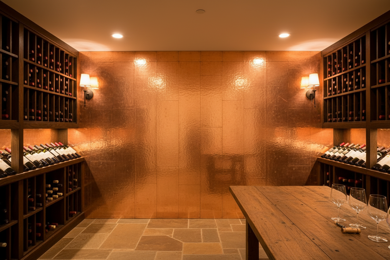 Wine Cellar Accent Wall — Natural Copper