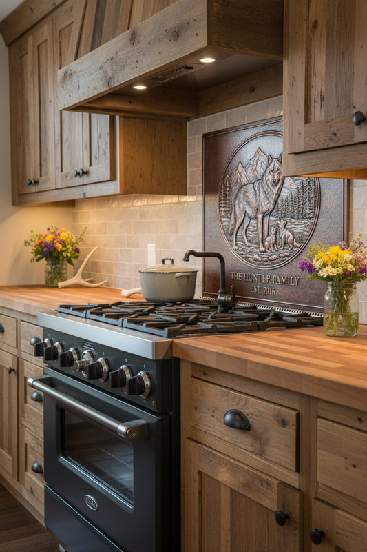 Wolf Family - rustic cabin kitchen